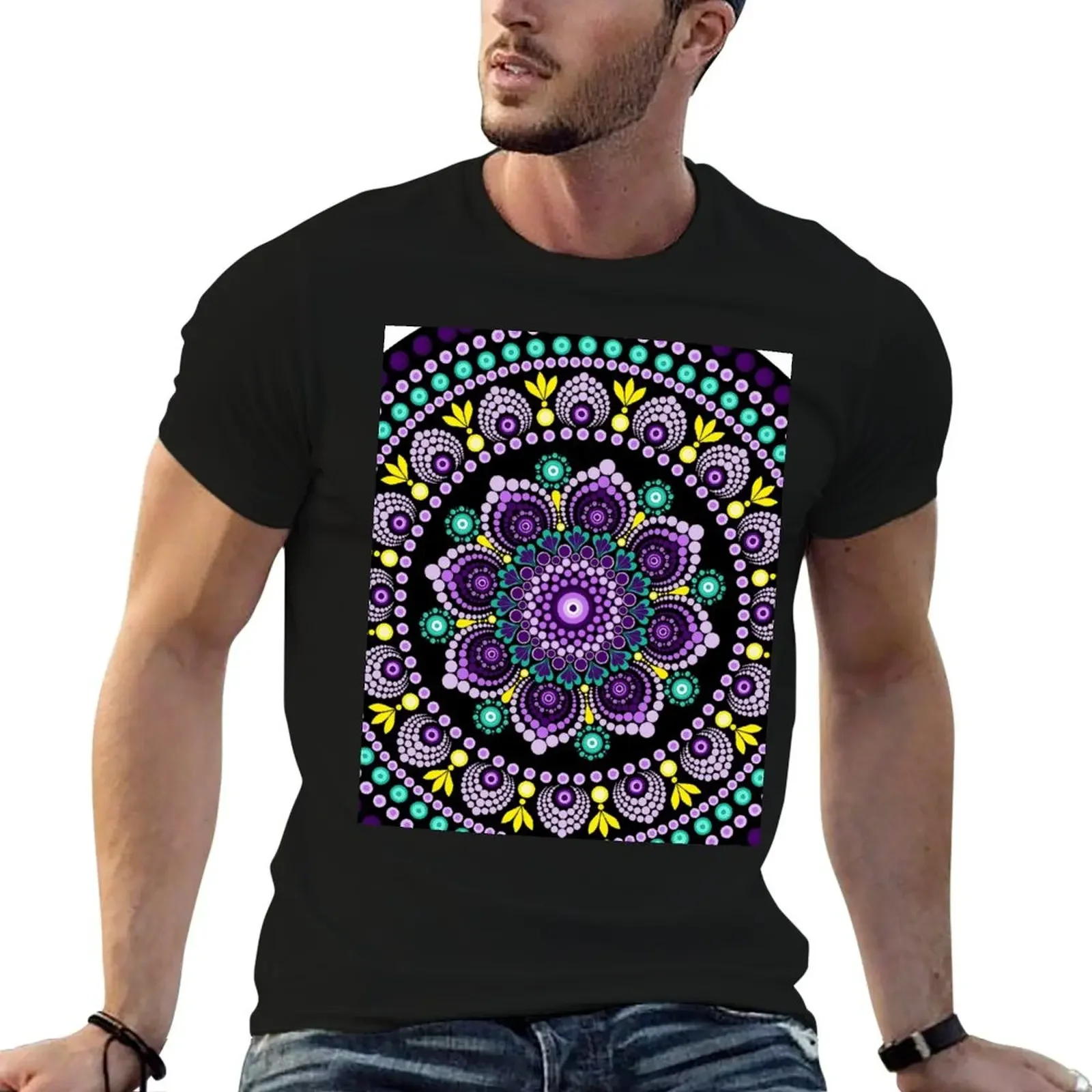 

Dot Mandala - Purple and Teal T-Shirt for a boy aesthetic clothes blanks man t shirt workout shirts for men