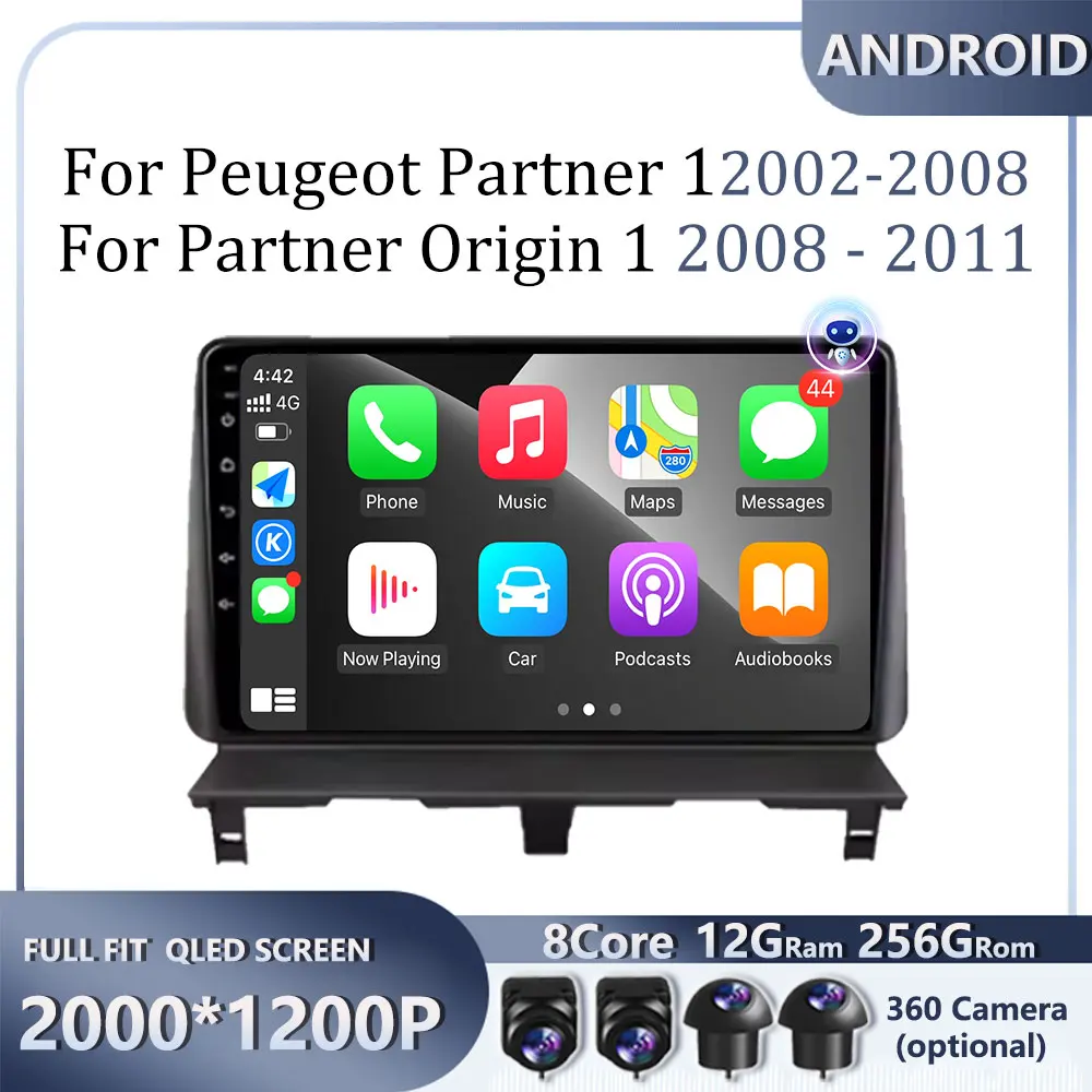 For Peugeot Partner 1 2002 - 2008 Partner Origin 1 2008 - 2011Car Wireless Carplay Car Radio Video Multimedia Player Stereo