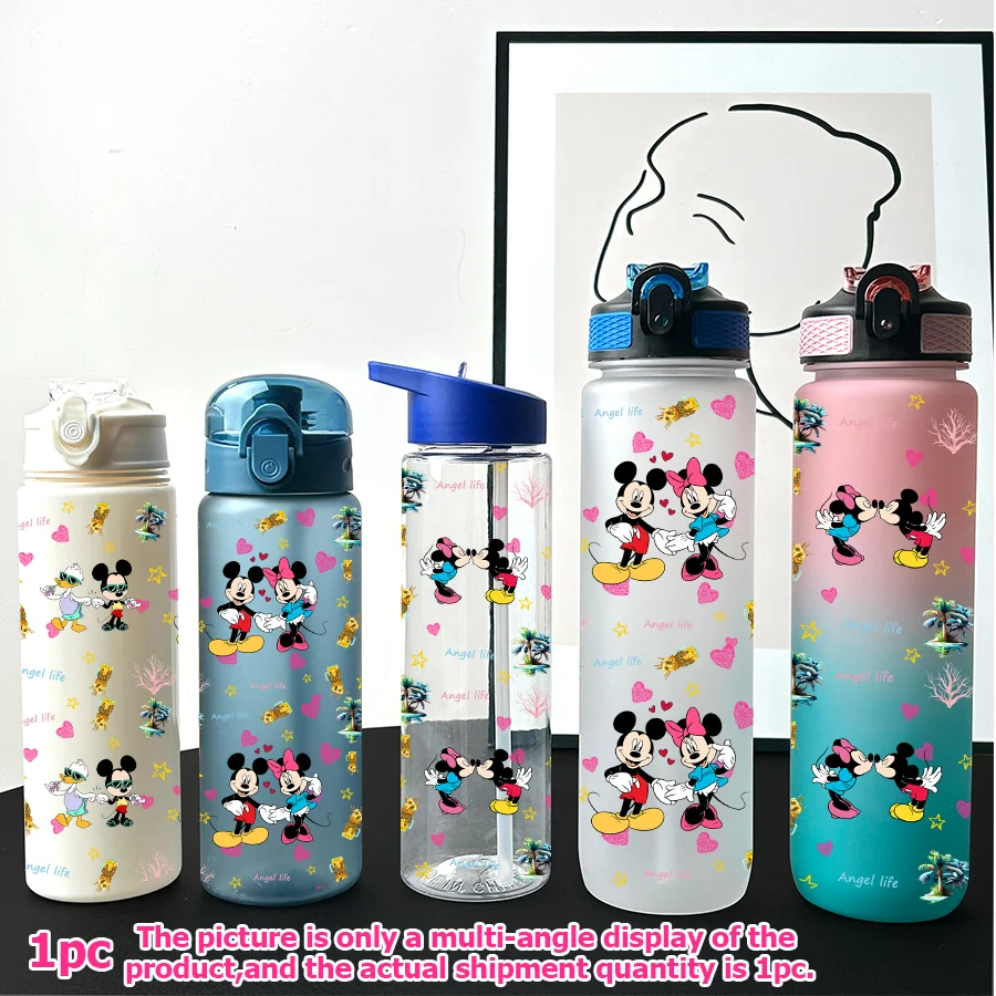 

1Pc Disney Mickey Minnie printed 23-32oz multi-plastic water bottle portable sports water cup birthday gift