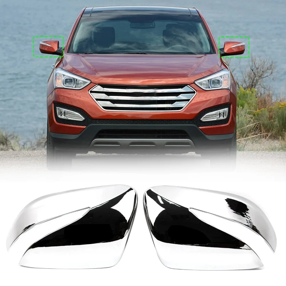 Rearview Side Wing Mirror Cover for Hyundai Santa Fe 2013 2014 2015 2016 2017 Exterior Molding ABS Chrome