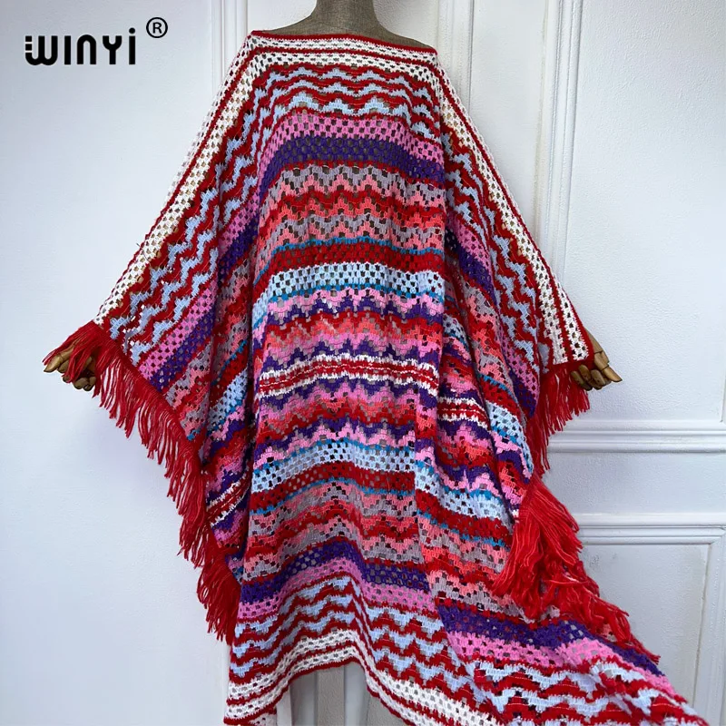 WINYI Pusta dzianinowa bluza w zimowej sukience Komfort Ciepła moda Kaftan Elegancka damska odzież zimowa dla kobiet poncho imprezowe