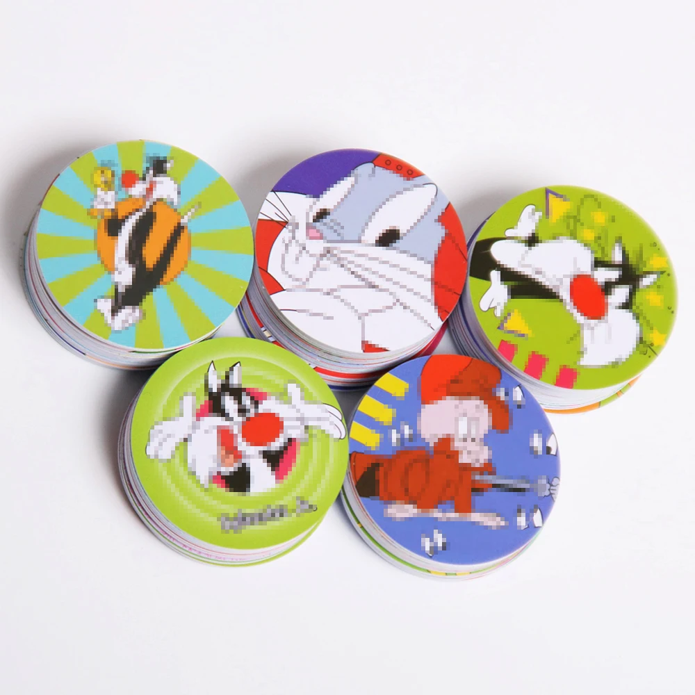 Looney Tune Sabritas Invitent Collection Cartes Rondes, Looney, Super Mega 199.tazos Pogs Milkcaps, Cadeaux d\'Enfance, 100Pcs