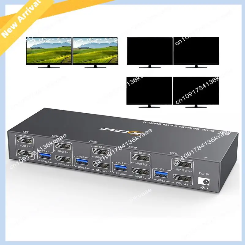 

M01K KCEVE 8K DP KVM Switch 2 Monitors 4 Computers 30Hz 4K@144Hz Dual Displayport USB 3.0 Switcher For Keyboard Mouse EU PLUG