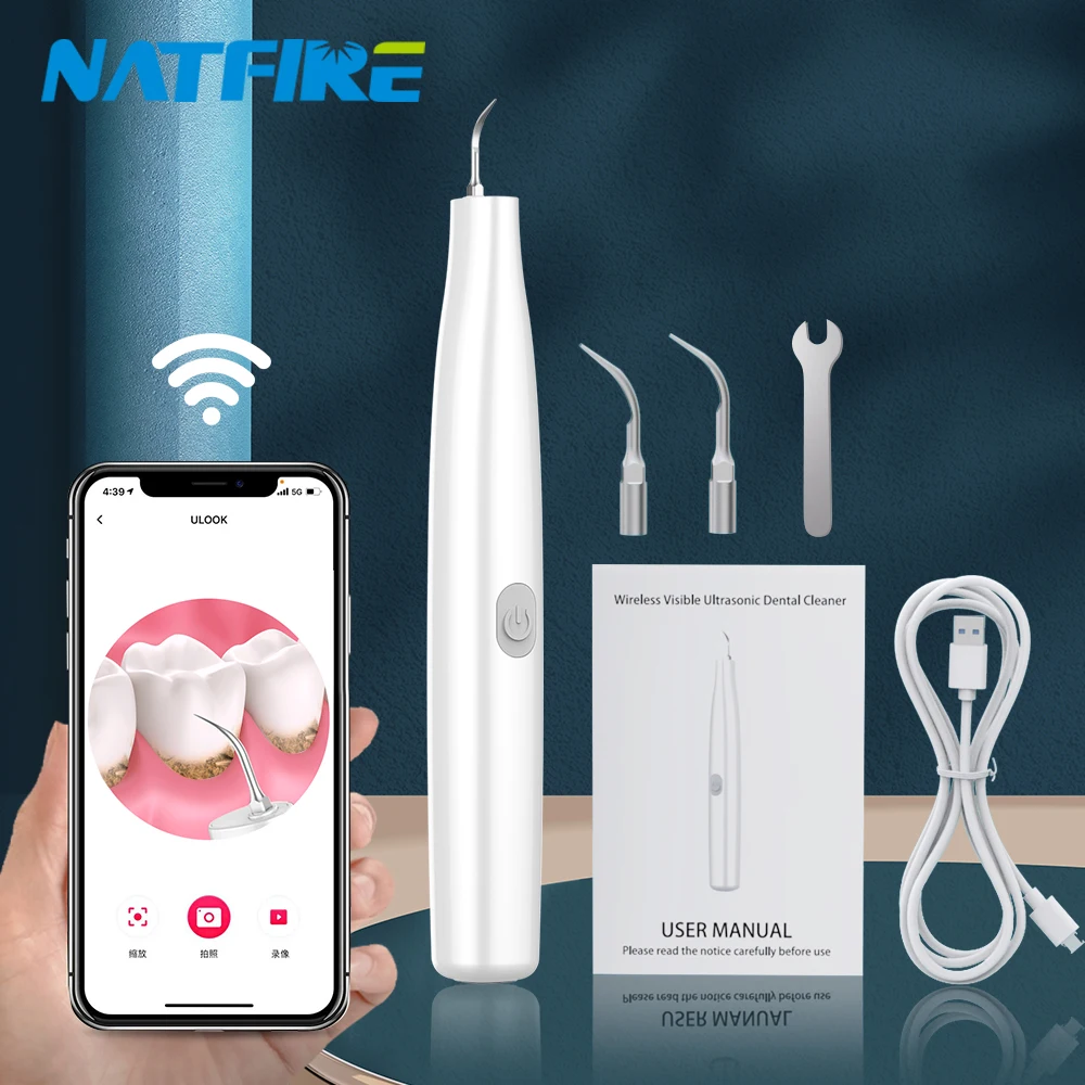 

Visual Ultrasonic Dental Scaler with Camera LED Calculus Oral Tartar Remover Tooth Stain Cleaner Teeth Whitening Cleaning Kit J1