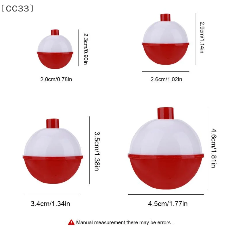 [[CC33」 8 قطعة/المجموعة الصيد Bobbers مزيج حجم 2-4.5 سنتيمتر المفاجئة الصلب ABS الصيد يطفو جولة بوبر دفع زر العوامة يطفو صيد السمك #6