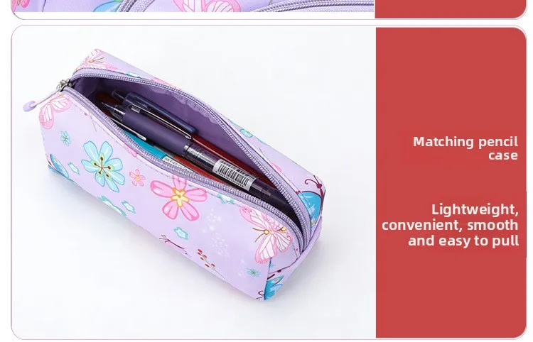3pcs/set Flower Butterfly Prints School Backpack for Girls Bookbag set Elementary Middle School Student Backpack with Lunch Box