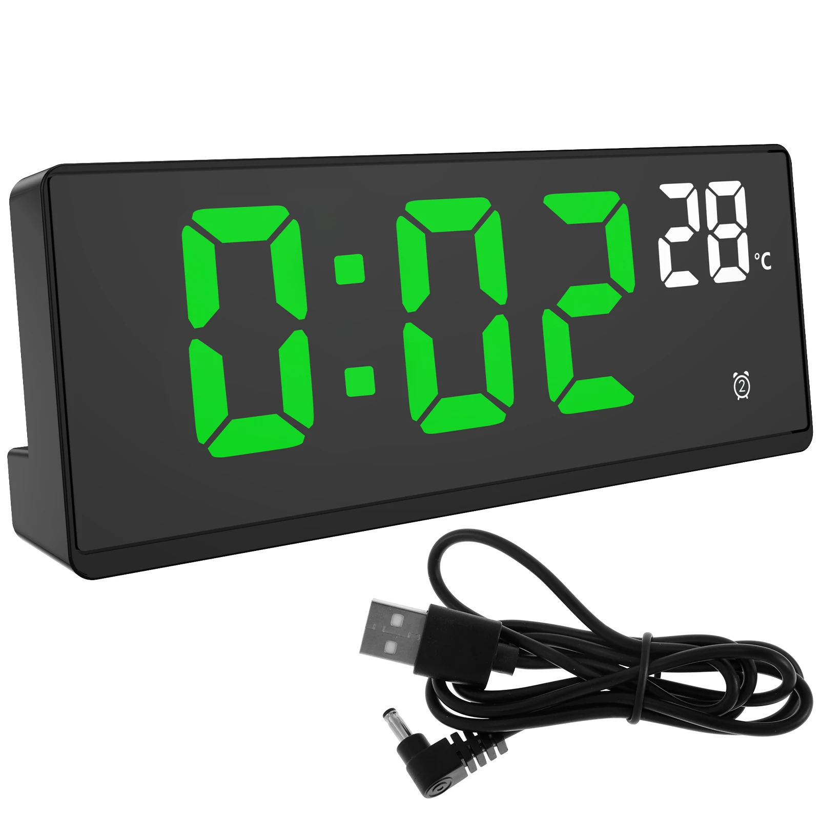 

1/5set Digital Alarm Clock Large Number USB Charging 3 Adjustable Alarm Volumes 5 Dimmers Date Snooze LED Desk Clock for Bedroom