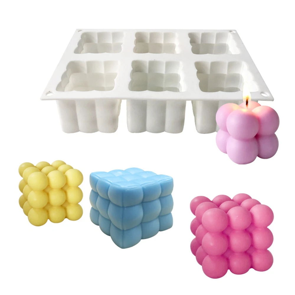 

6-in-a-row Rubik's Cube Silicone Mold Creative Baking Mousse Cake Silicone Mold Scented Making Tools 3D DIY Handmade Fragrance