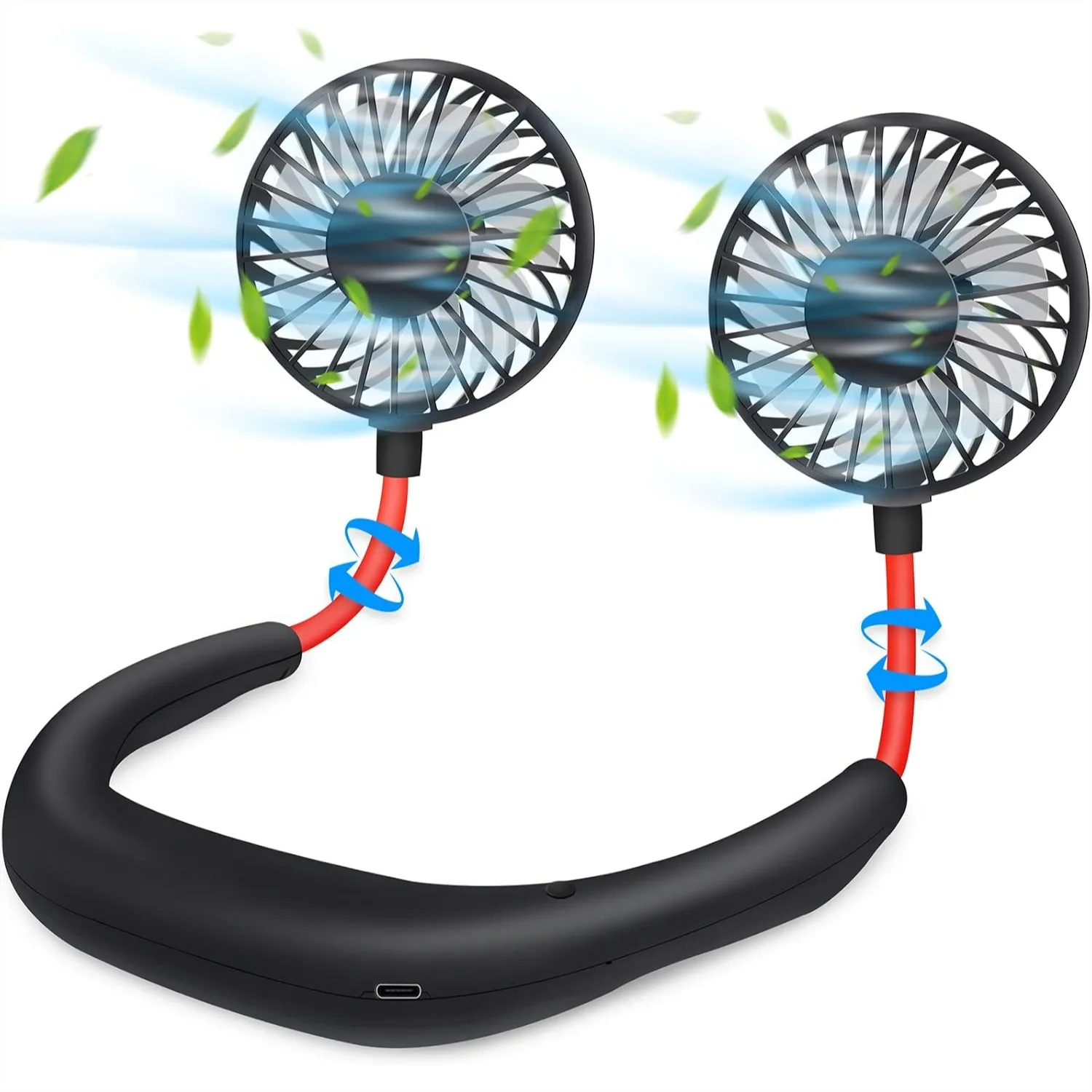 

Portable Neck Fan 2500mAh Rechargeable USB Hands-Free Mini Face Cooling with Double Headed Rotatable Design for Working Office