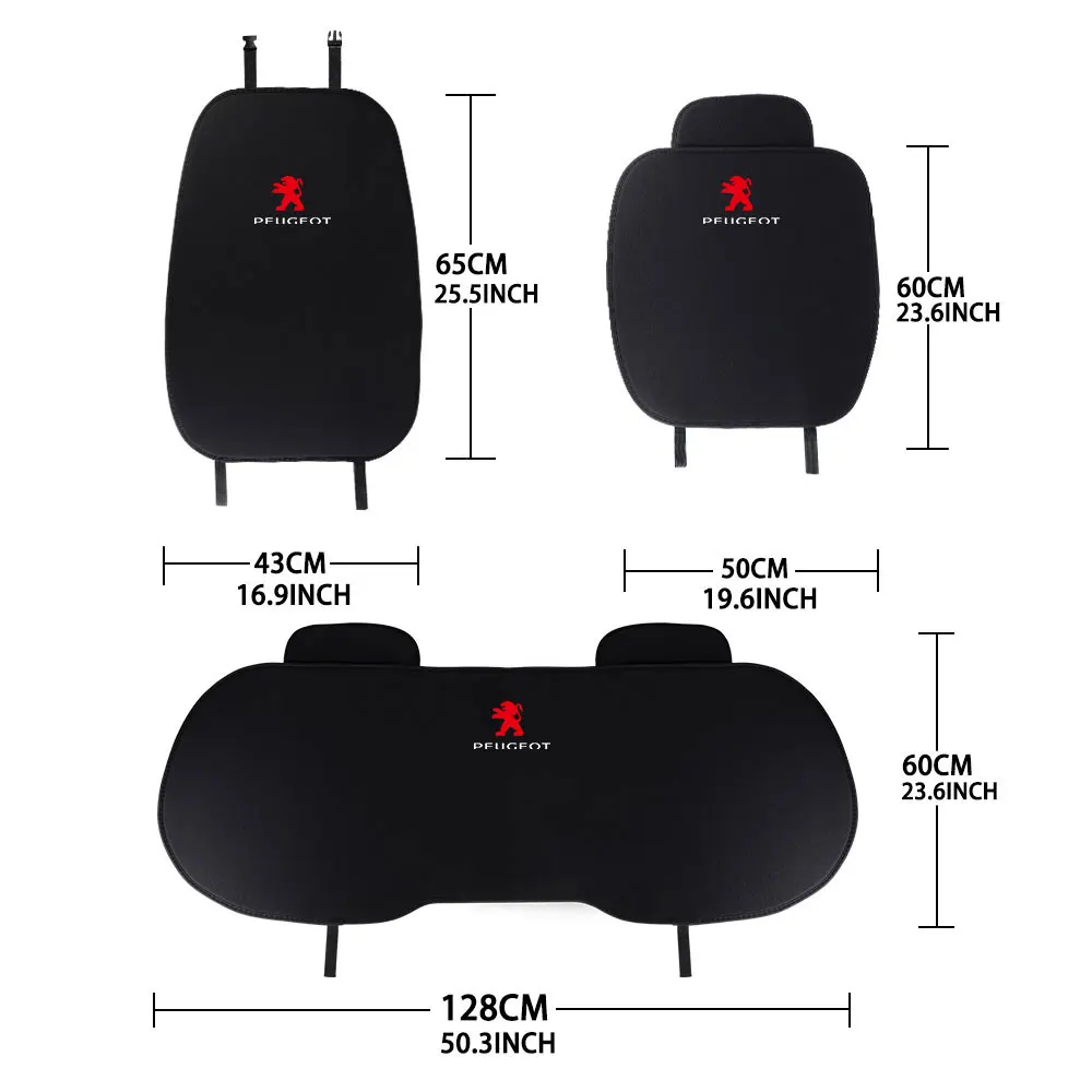 Anti-Slip Car Seat Backrest Cushion Auto Emblem Seat Protective Cover With Pocket For Peugeot 208 3008 107 308 2008 207 508 607