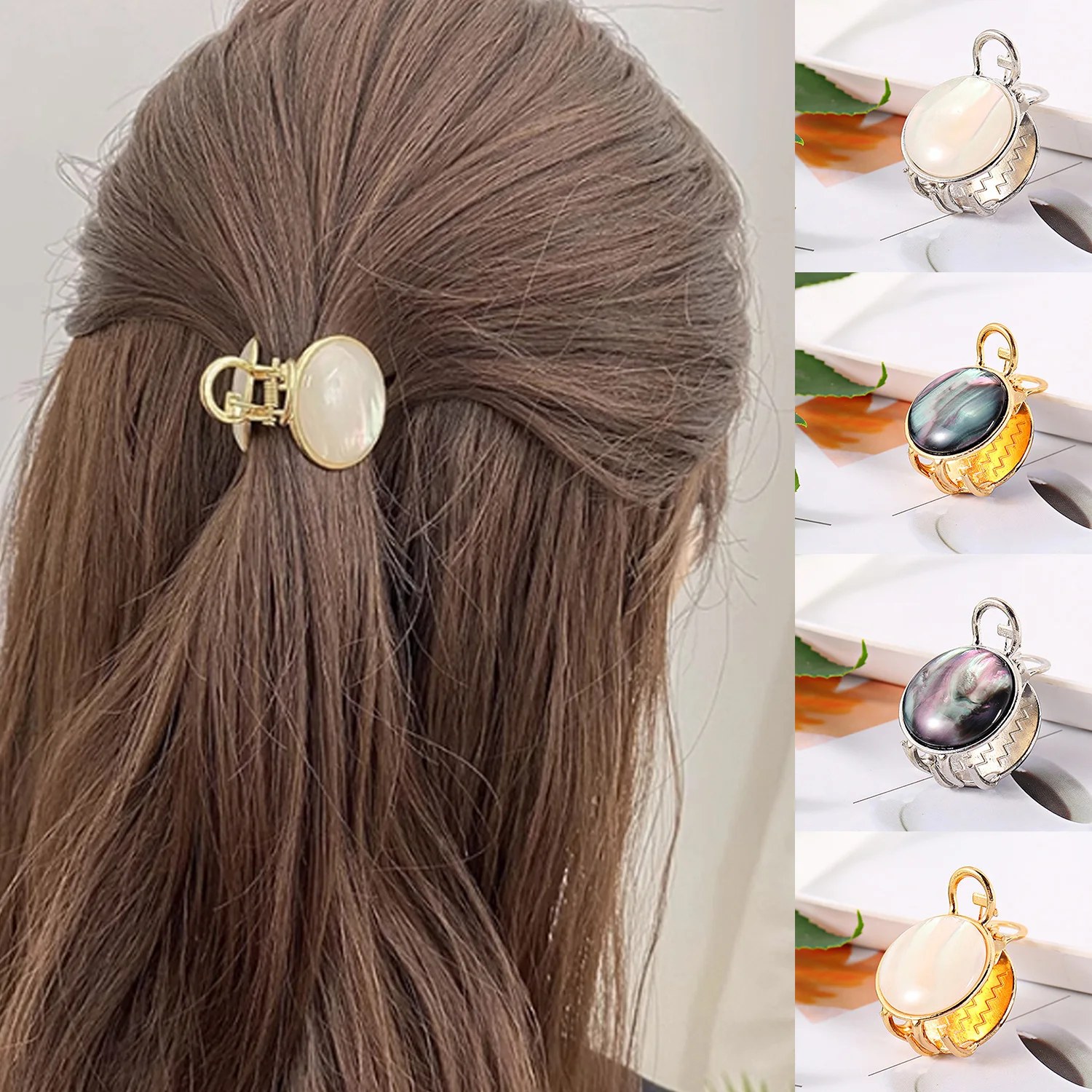 Mini Pearl Hairpins Metal Barrettes Pearlescent Half-tie Hairpin Bangs Clamps Hair Clip Ponytail Hairpins Round Women Girls