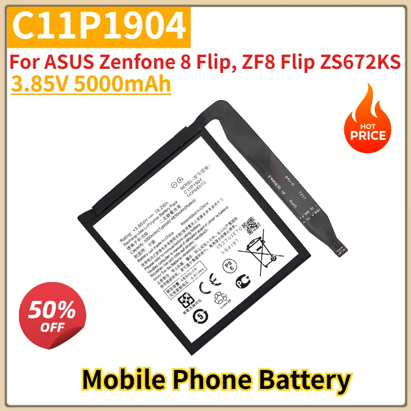 C11P1904 Battery 3.85V 5000mAh For ASUS Zenfone 8 Flip, ZF8 Flip ZS672KS Mobile Phone High Quality Replacement Battery