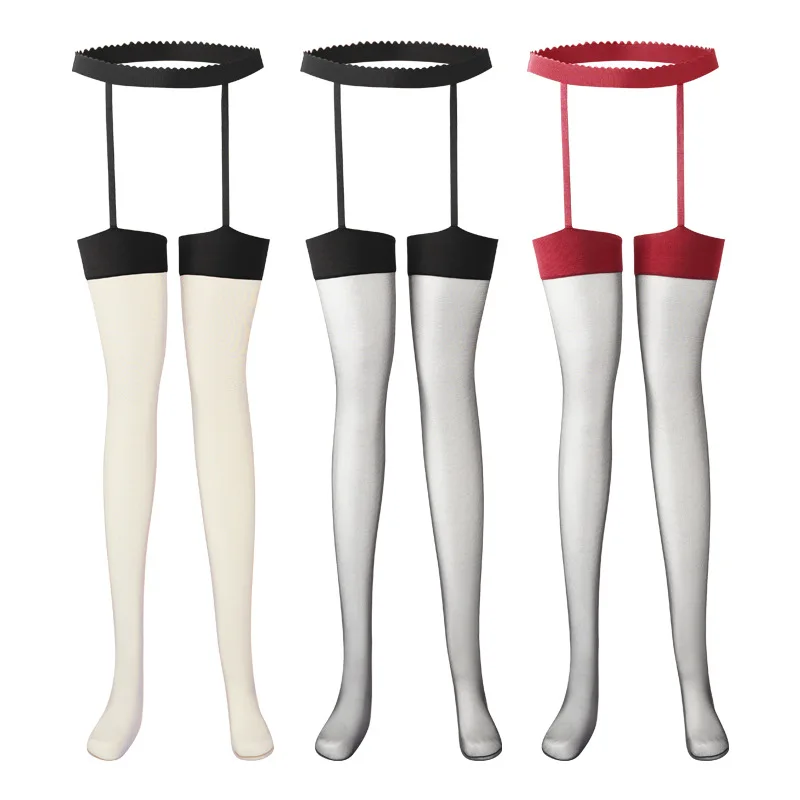 

New Fashion Christmas Black Red Stockings Garter Belt Pantyhose Plus Size Sheer Thigh High Sexy Tights for Oversized Women XXXXL
