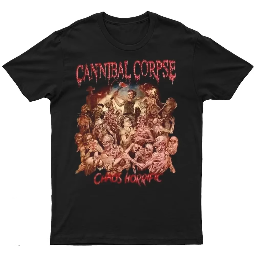 

2025 New CANNIBAL CORPSE - Chaos Horrific Cover Printed Unisex Street Fashion Trend Short Sleeved Pure Cotton Round Neck