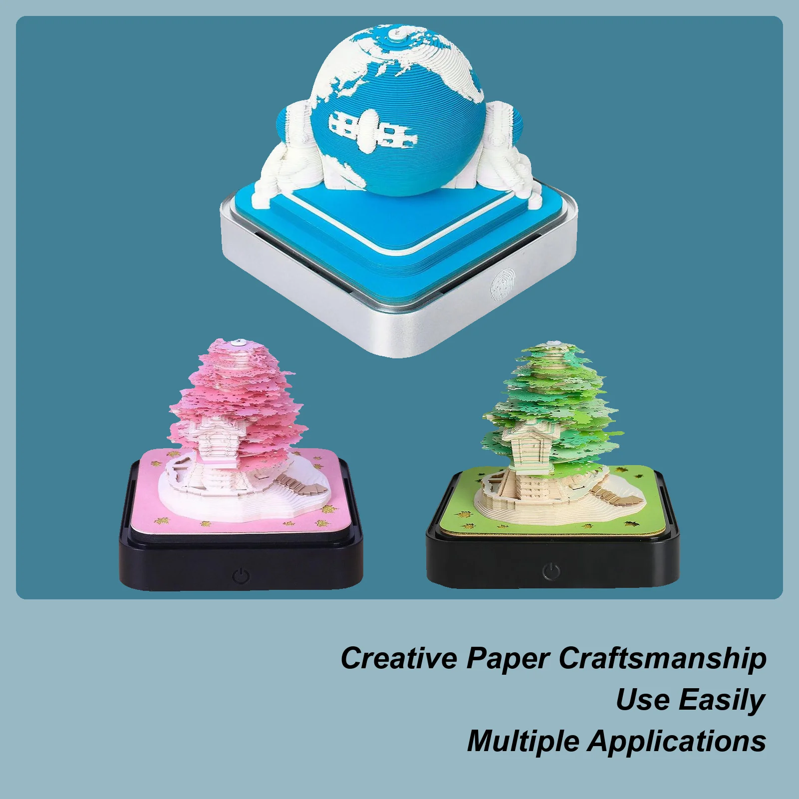 

3D Art Calendar Notepad Paper Sculpture Earth Calendar Creative Time Slice Calendar cherry tree creative 3D notepad school gift