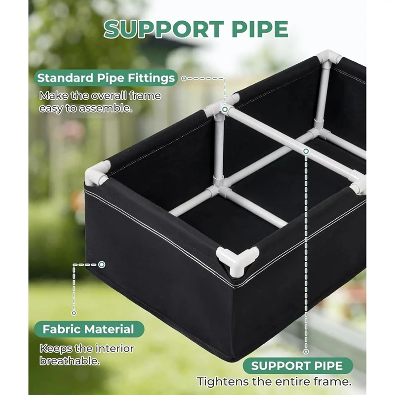 Fabric Garden Raised Bed Rectangular Vegetable Growing Nursery Pot Gardening Raised Beds with Frame for Vegetable-A75P
