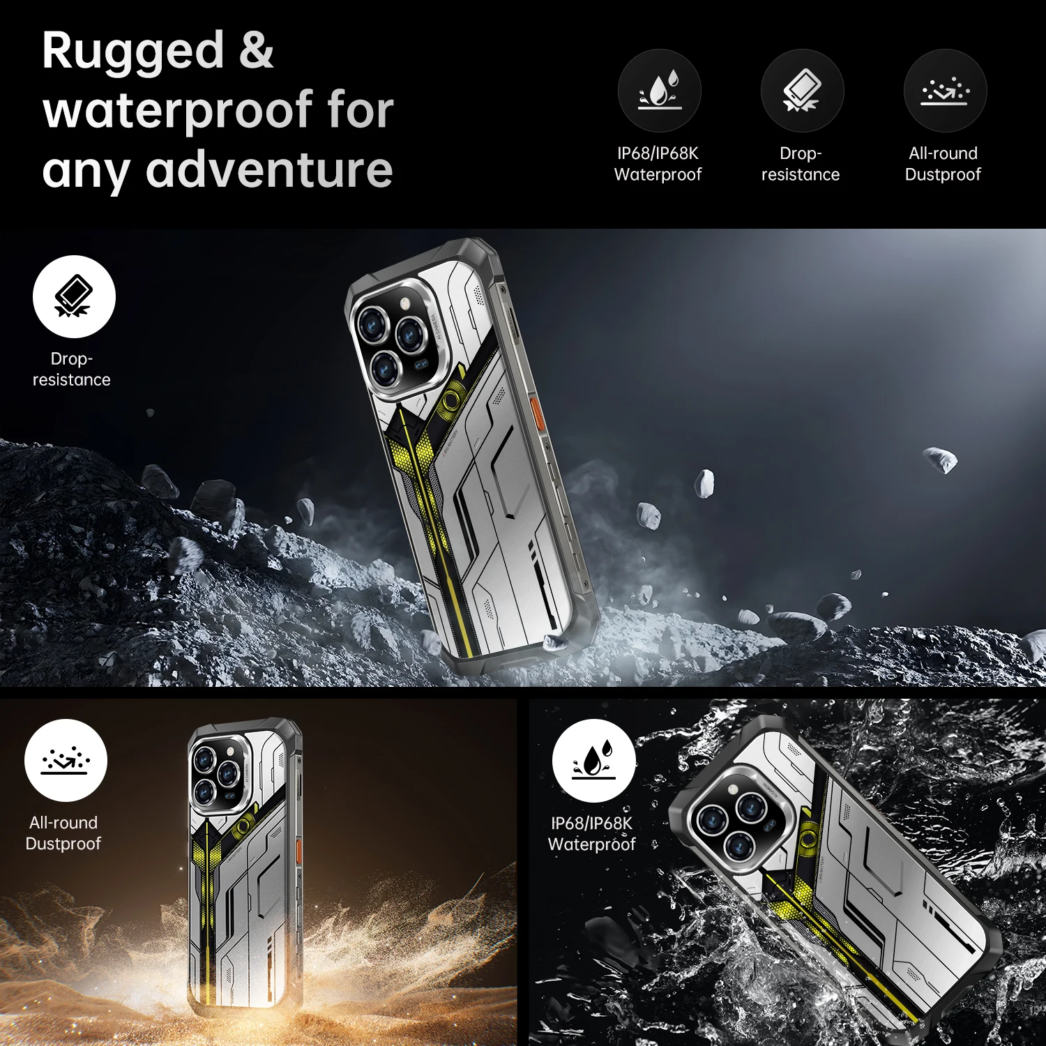 [العالم الأول] IVMI هاتف ذكي متين 16PROMAX وذاكرة وصول عشوائي 24 جيجابايت + 128 جيجابايت وذاكرة وصول عشوائي 7.2 بوصة HD + شاشة أندرويد 15 108 ميجابكسل كاميرا رئيسية 10000 مللي أمبير في الساعة