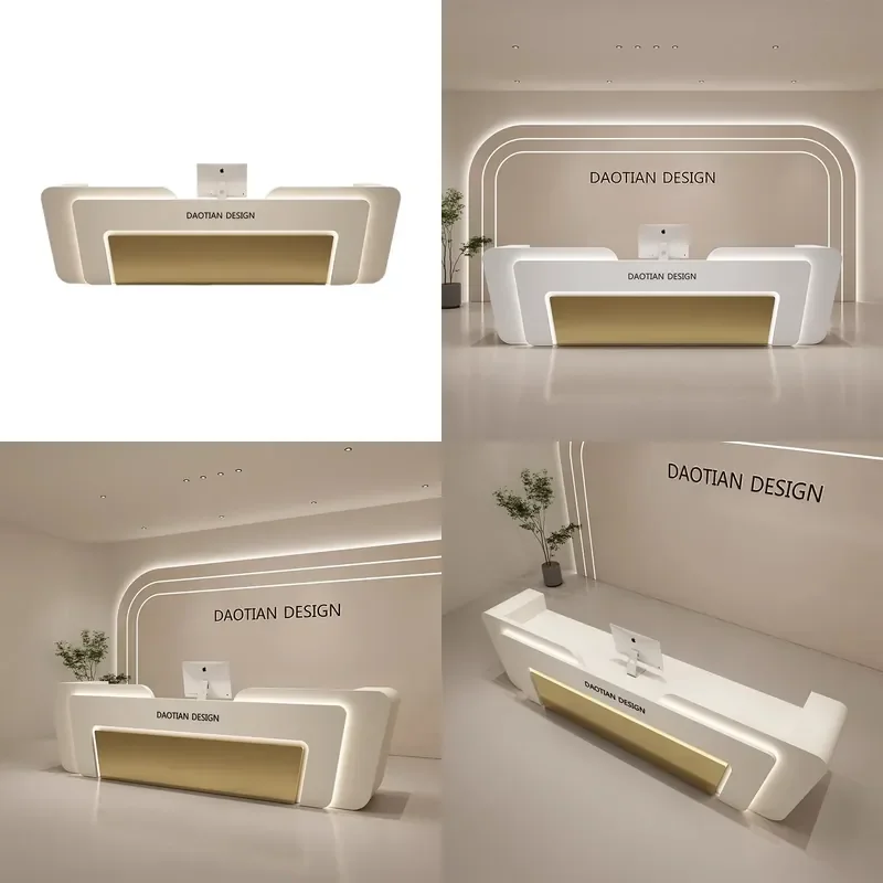 Modern Stainless Steel Reception Desk for Beauty Salon Dental Clinic Office Training Center Simple Counter Table