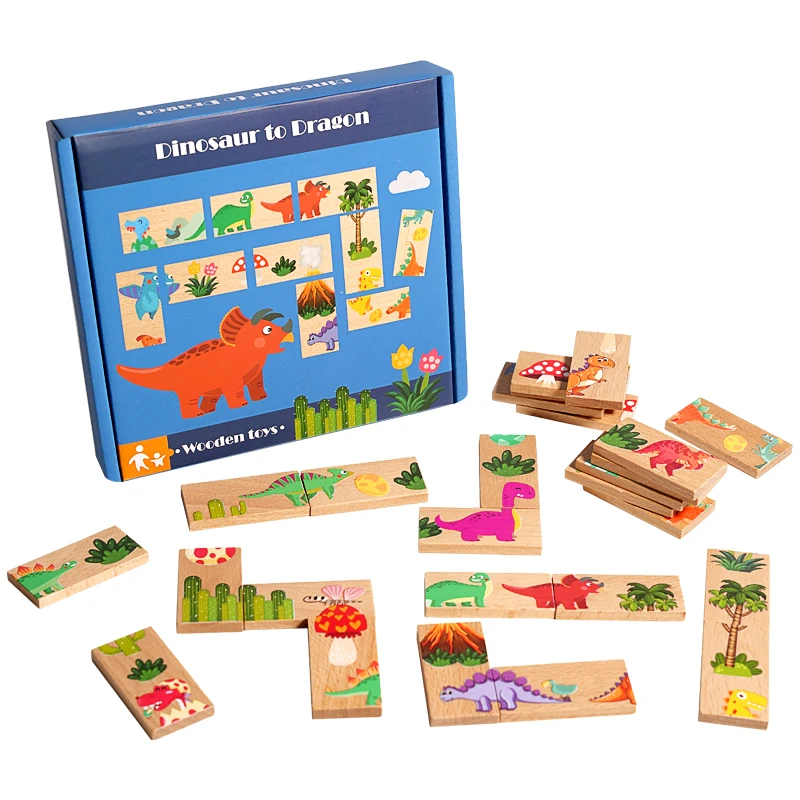 Puzzle Jigsaw Kayu Anak-anak Mainan Edukasi Montessori Pola Hewan Kartun Permainan Latihan Otak Anak-anak