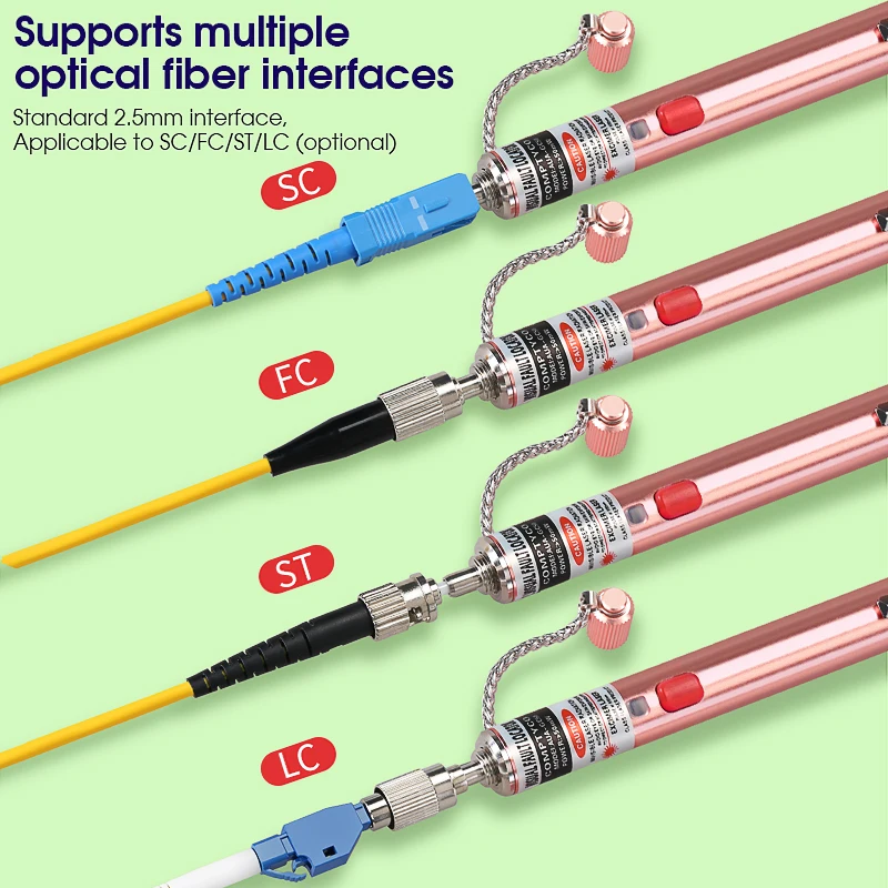 Akumulator lokalizator uszkodzeń wizualnych FTTH wysokiej jakości kabel światłowodowy Tester narzędzie 5/10/20/30/50MW VFL Optic Red Light Pen