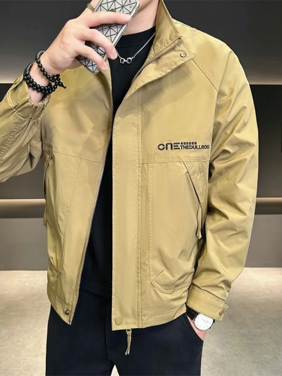 

Casual Spring Autumn Men's Jaet Stand Collar Zipper ket Workwear Clothes Trendy Stand Fit Busin Casual Outerwear