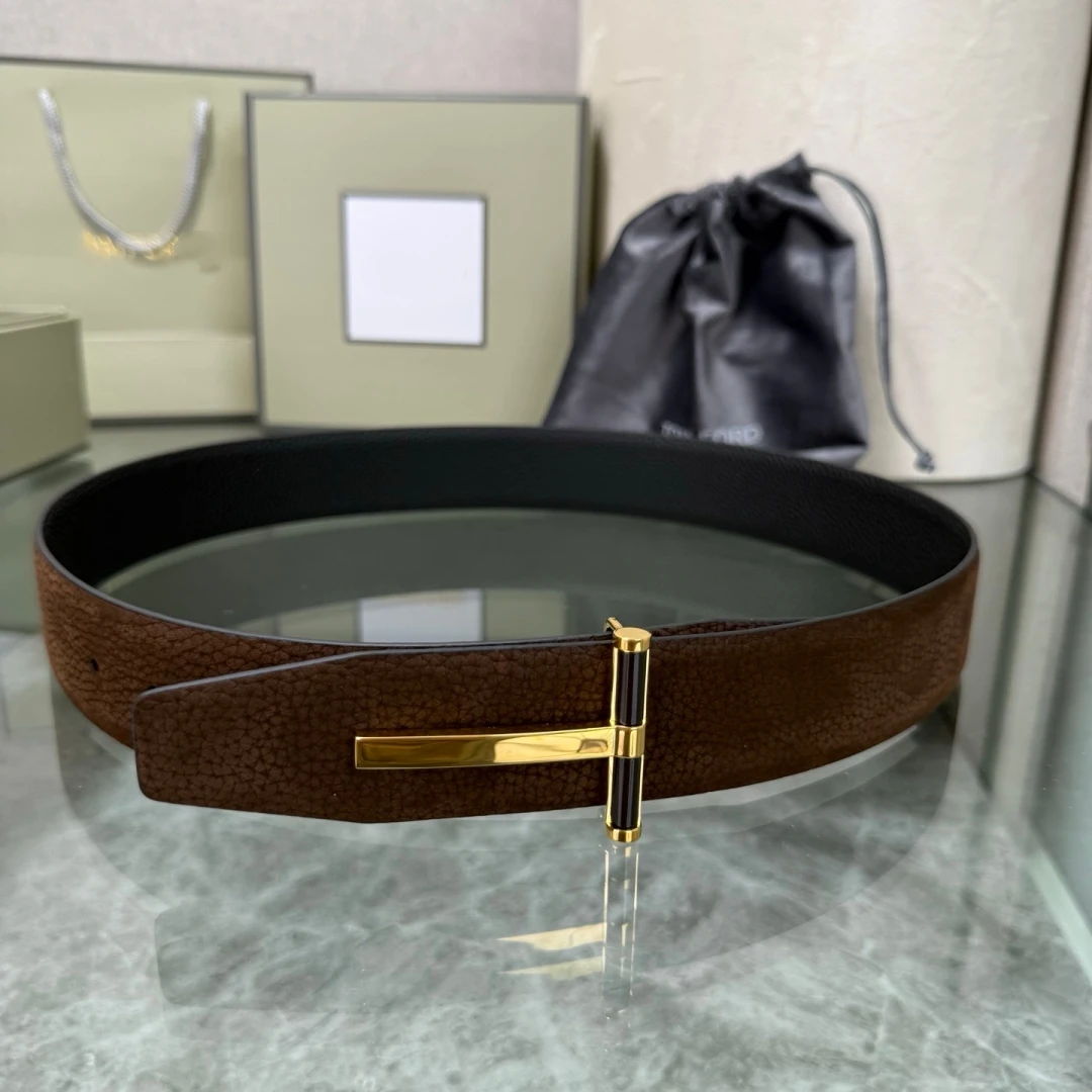 Fashion Belts Business 2026 Top Luxury Designer Brand T Buckle Belt Men High Quality Genuine Real Leather Jeans Waistband 3.5cm