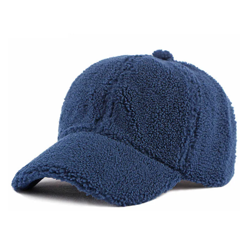 Autumn and Winter Women Baseball Cap Artificial Lamb Wool Hat Thicken Warm Men Sun Hat Plush Fuzzy Outdoor Version Tide Warm Cap