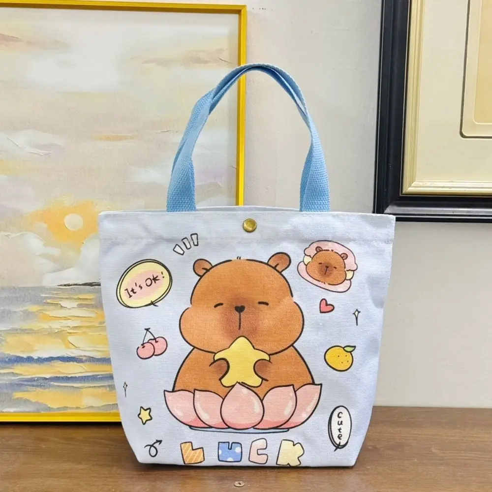 Cute Thicken Capybara Canvas Bag Letter Cartoon Doll Capybara Shoulder Bag Shopping Lightweight Cartoon Underarm Bag Document