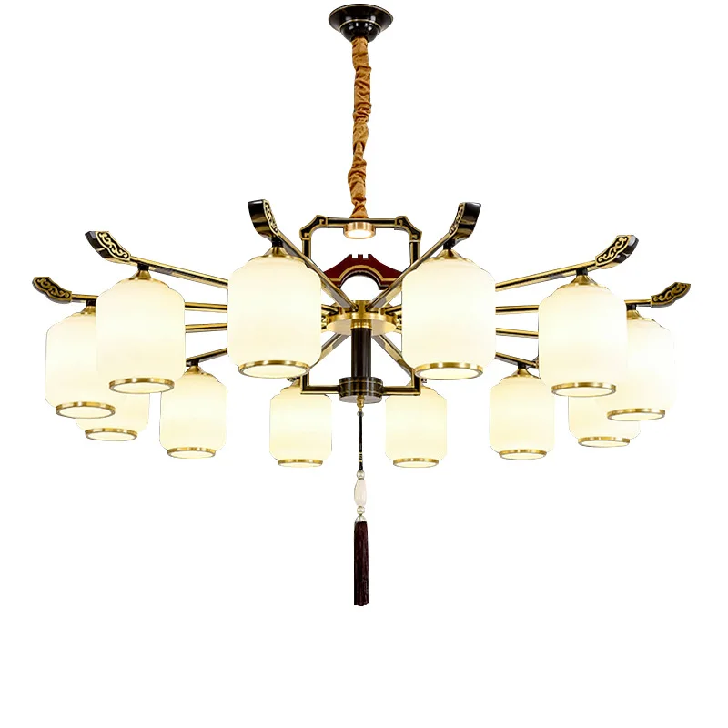 

New Chinese chandelier all copper living room zen light luxury Chinese style high-end restaurant