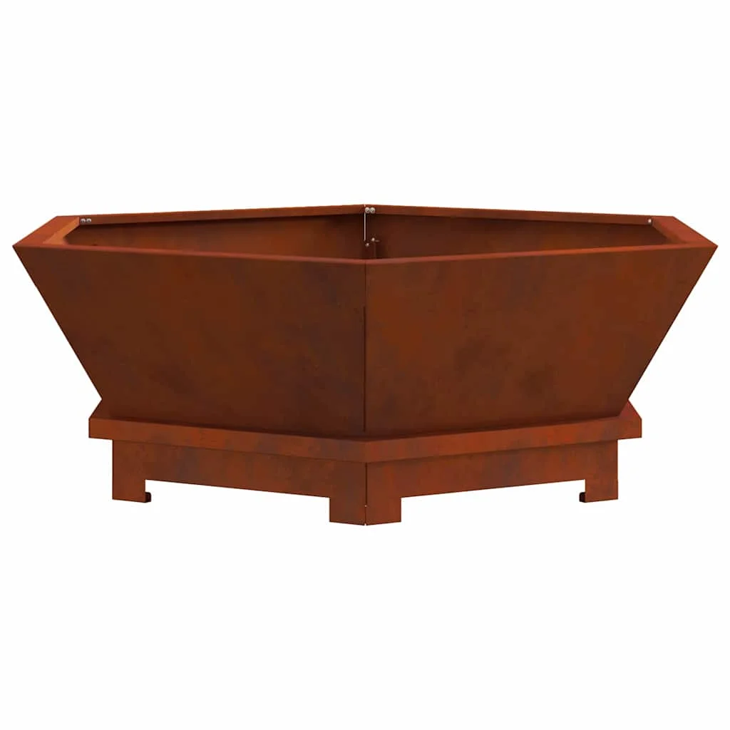 Brasero Hexagonal 75X75X28 cm de Acero Corten para Jardín o Patio Exterior
