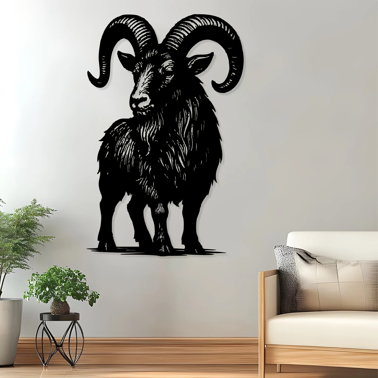 1pc Weather Resistant Iron Ram Metal Wall Sculpture Statue Animal Themed Iron Wall Decor for Garden Fence Living Room Home Decor