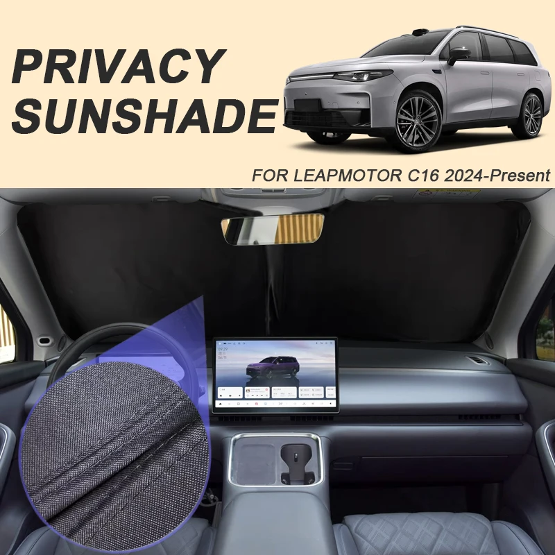 

Автомобильный солнцезащитный козырек на черное окно для LEAPMOTOR C16 2024-настоящее время, автоматическая защита от УФ-излучения, теплоизоляция, защитная крышка, аксессуар для интерьера