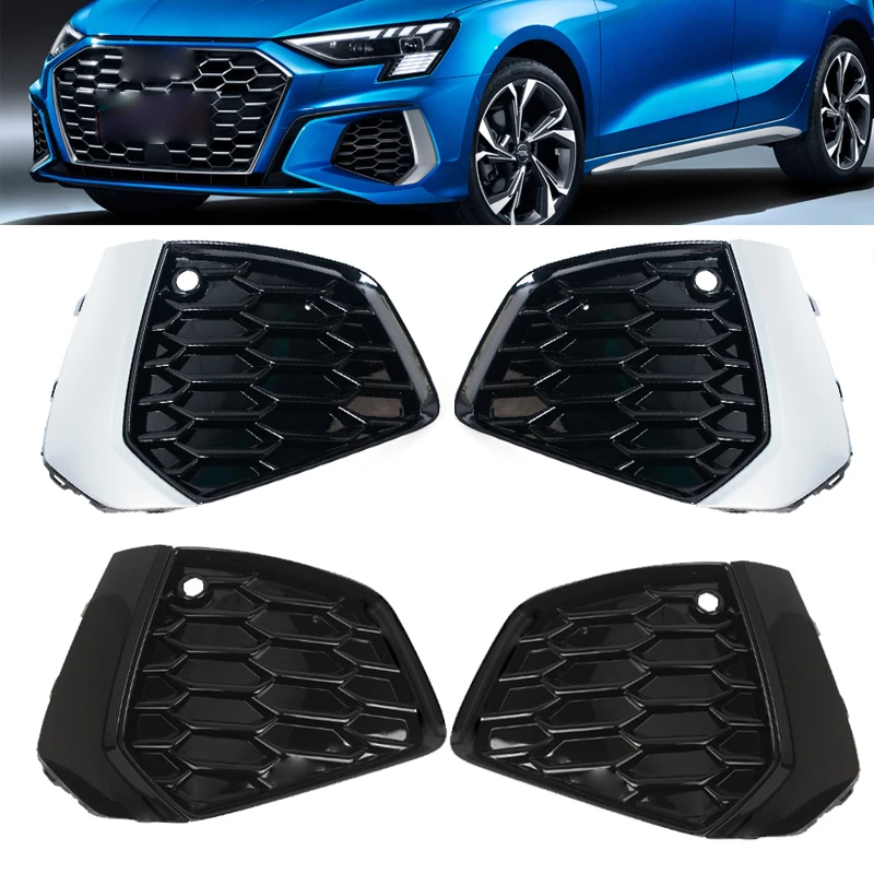 

For Audi A3 Sline S-line 2021 2022 2023 Fog Light Cover Front Bumper Fog Lamp Bezel Grill 8YG807671A 8YG807672A