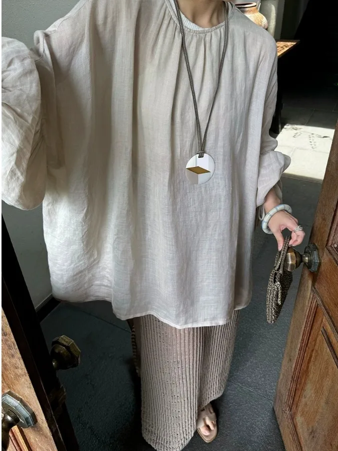 루즈핏 린넨 원피스 여성 여름 패션 슬리밍 자외선 차단 커버업 원피스 레이지 올드머니 스타일 캐주얼 원피스