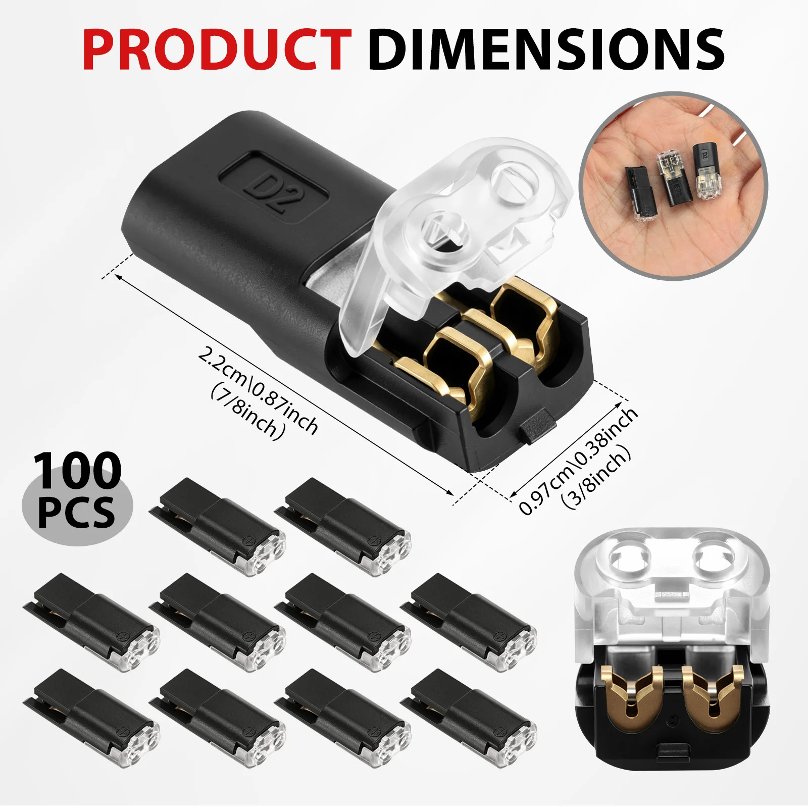 100pcs 2 Pin Way Plug Waterproof Electrical Connector Car Wire Cable Automotive Electrical Connector Strip Terminal Connection