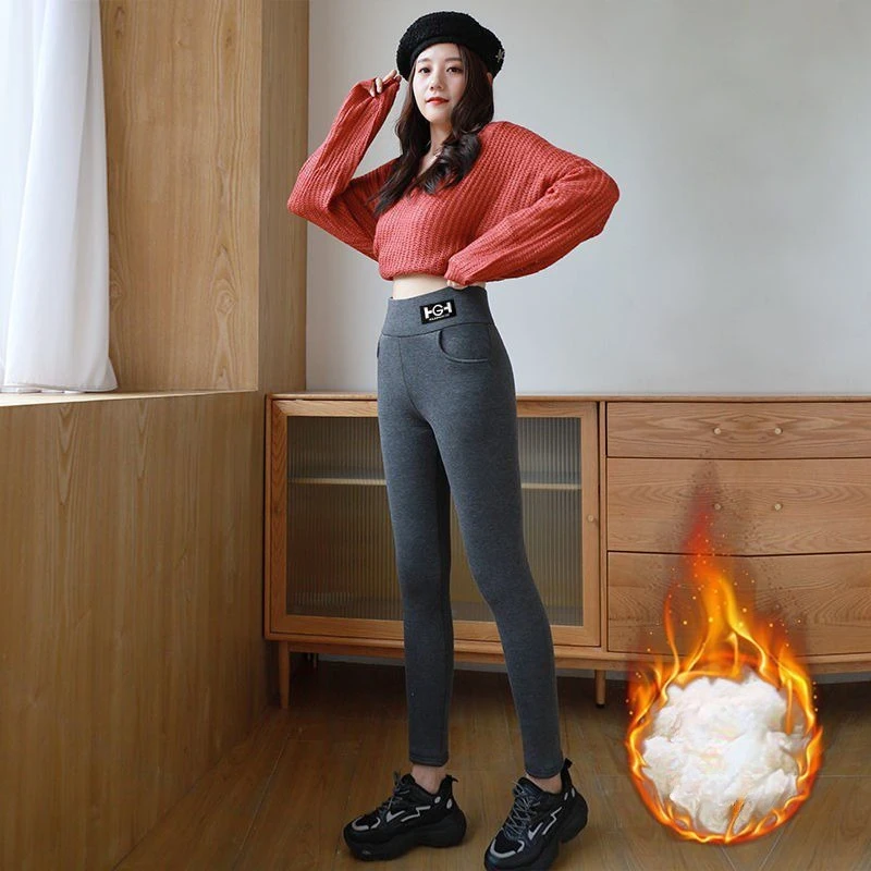 ​​Women's Fleece Lined Thermal Leggings Winter Warm Tights No-Slip Waistband Outdoor Streetwear Yoga Pants High Density Plush​​