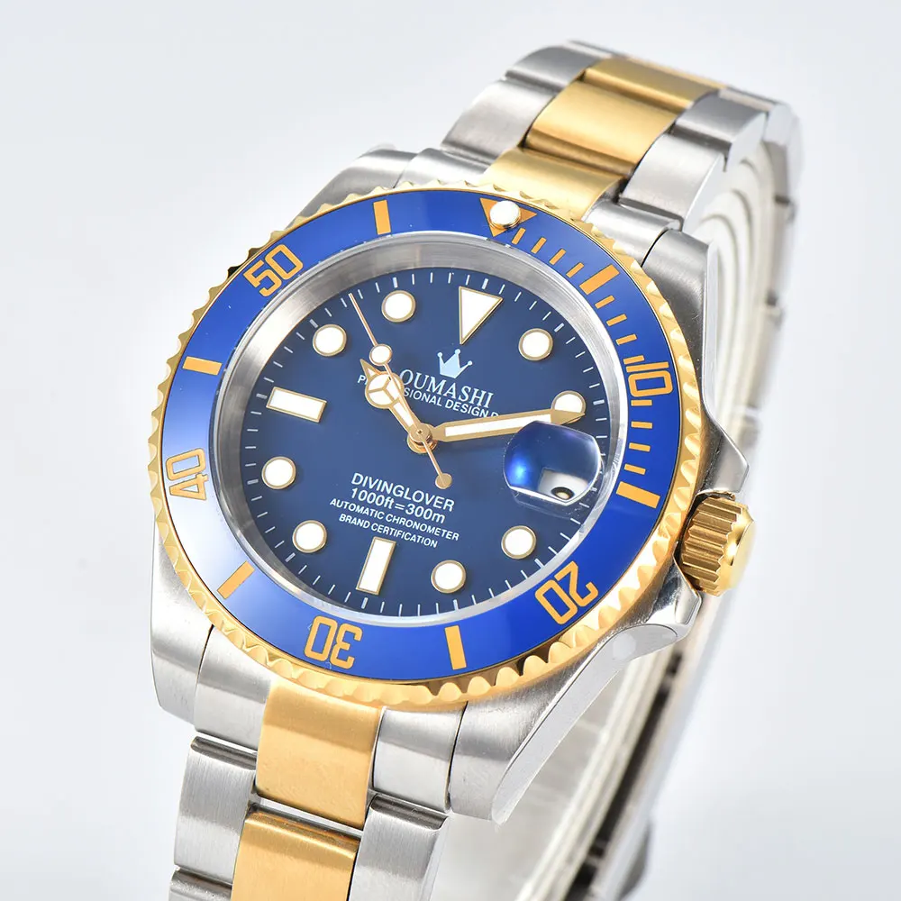 Orologio subacqueo da uomo da 40 mm NH35 movimento meccanico automatico vetro zaffiro orologio personalizzato da lavoro di lusso