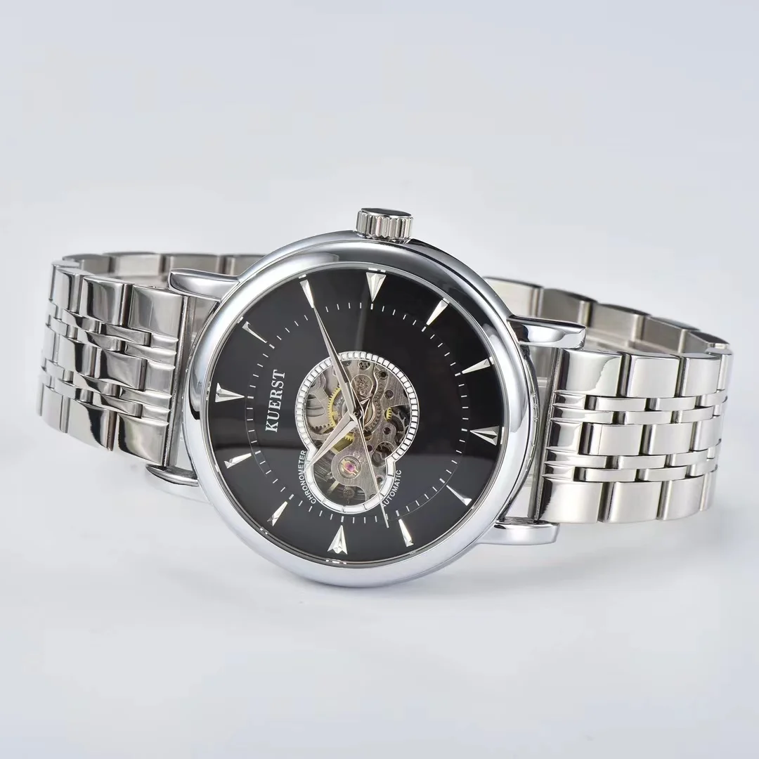 Biz mens watch Water resistant watch Mechanical watches Silver color watch Clear look stainless watch