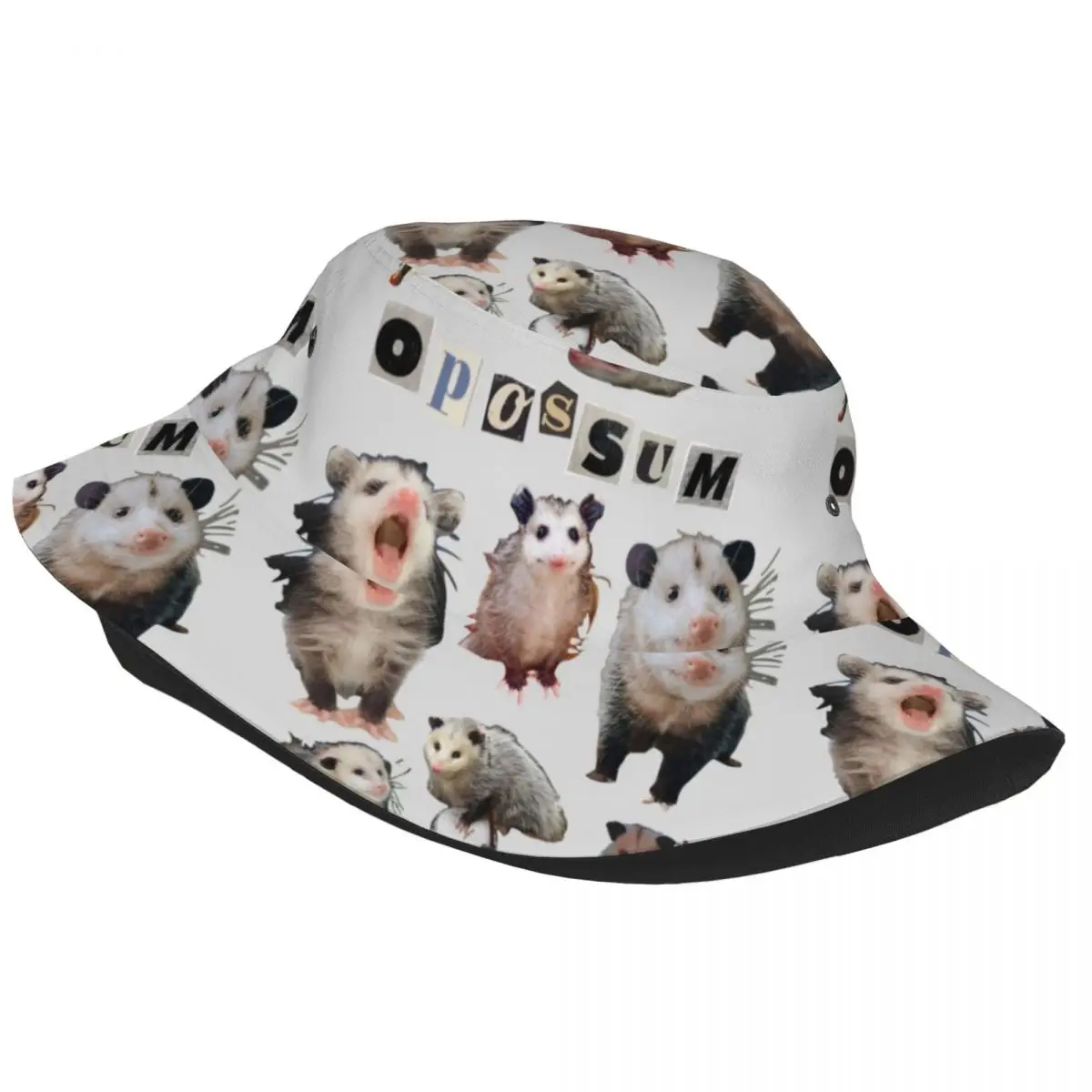 Possum Collage Bucket Hat For Unisex Opossums Fisherman Hats Casual Fishing Caps Foldable Hip Hop Design Sun Hats