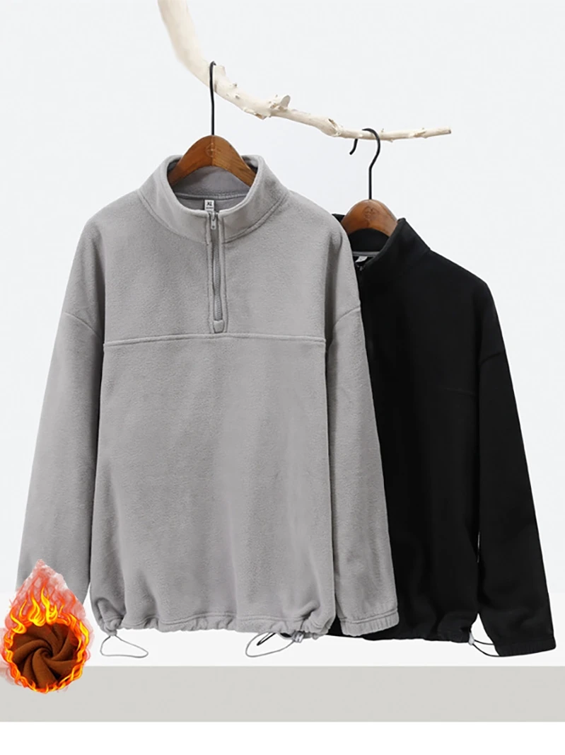 

Men's Double-sided Fce Hoodie Loose Fit Warmth Dstring f Zipper Casual Outerwear Polyester Fiber Spring Autumn Winter