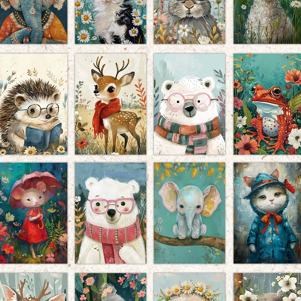 

32pcs, forest-style pets, postcards, decorations/greeting cards/postcards,high-definition printing,collectible and can be mailed