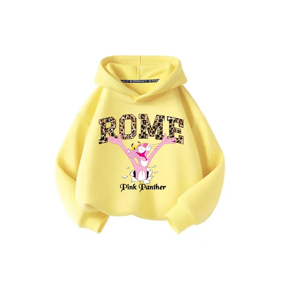 Disney Pink Panther cartoon Print hoodie Girl Children\'s clothing Cute Cat hoodie children\'s clothing Fall Winter top