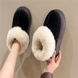 2023 New Warm Boots Women Winter Flats Shoes Short Plush Fur Ankle Snow Boots Casual Shoes Sport Suede Motorcycle Botas