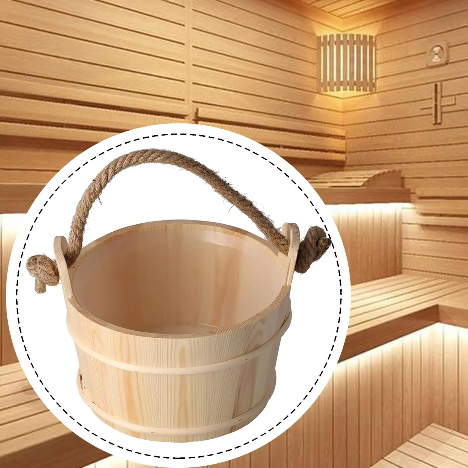 

Wooden Sauna Bucket Multifunctionlal, Professional, Wooden Water Bucket Pail Sauna SPA Accessory for Bathroom Saunaroom Houses