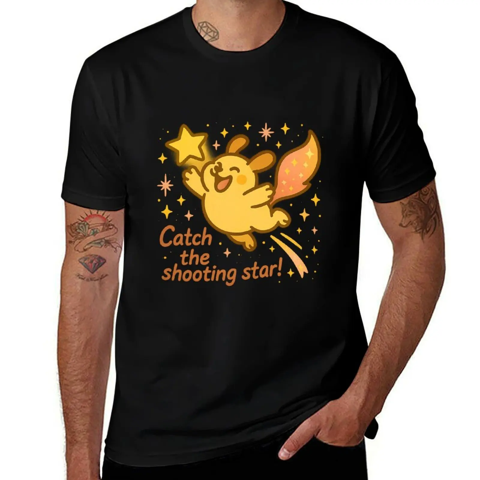 

Golden Retriever Catching Shooting Star Sparkle Dog T-Shirt funny meme t-shirts mens t shirt