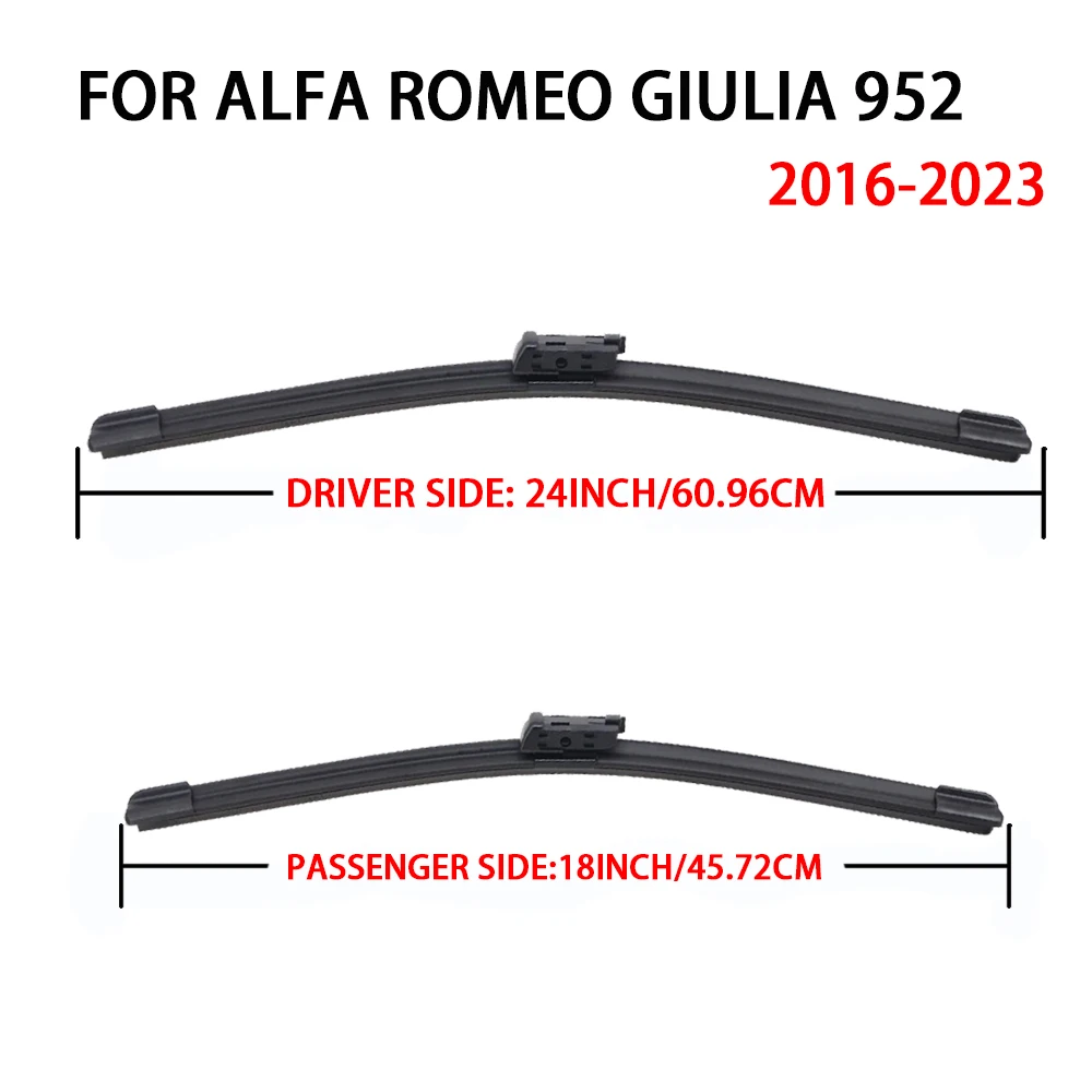 ل ألفا روميو جوليا 952 2016-2023 24 ''+ 18'' ممسحة السيارة شفرة الجبهة مساحات صالح زر الذراع الزجاج الأمامي شفرات ممسحة السيارات
