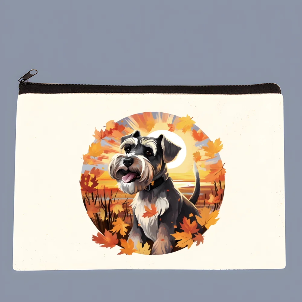 schnauzer New Women\'s Bag Pure White Handmade Cloth Bag Coin Purse Whiteboard Handbag