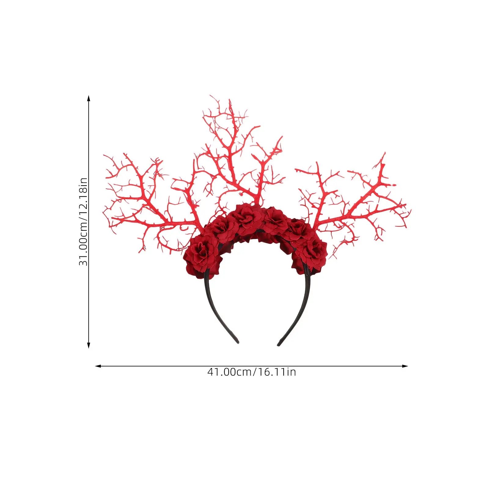 Lightweight Tree Branch Headband Decorated with Realistic Flowers Elegant Party Hair Accessory for Cosplay Stage Photoshoot