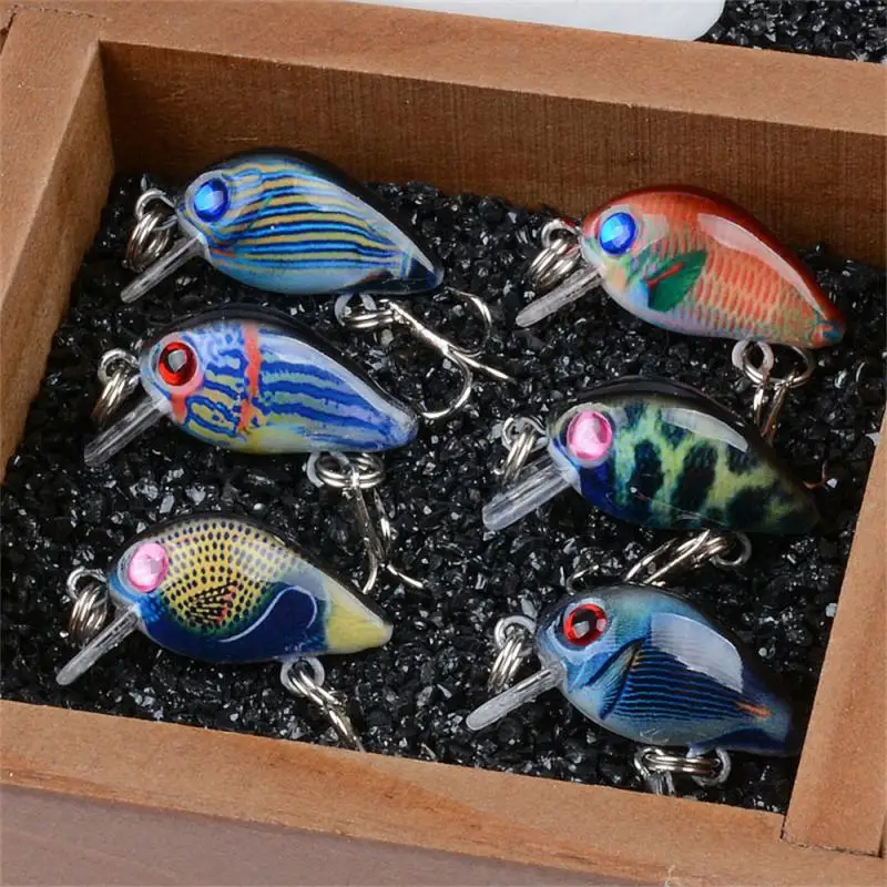 2/4/6PCS Fishing Lures Painted Painting Hook Sharp Plastic Fishing Gear Luya Fake Bait Mini Fat 3d Bionic Eyes 6 Colors