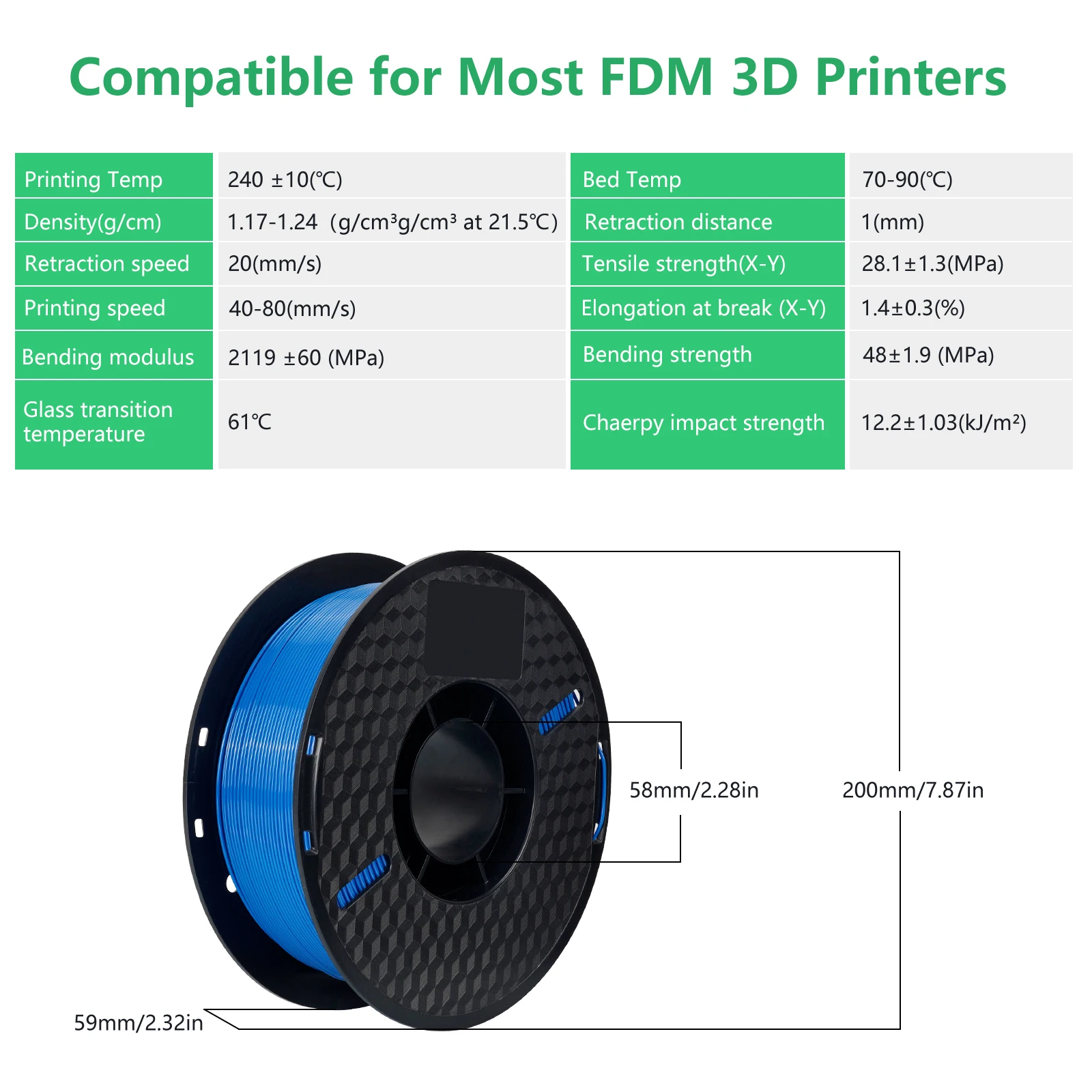 KINGROON PETG Plastic For 3D Printer 1KG 1.75mm White, Original KINGROON KP3S/KP3S Pro/KP5L 3D Printer Material Filament